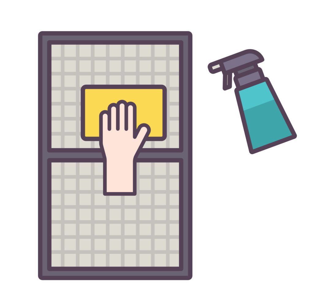 水で薄めた柔軟剤で最後の仕上げをしている様子