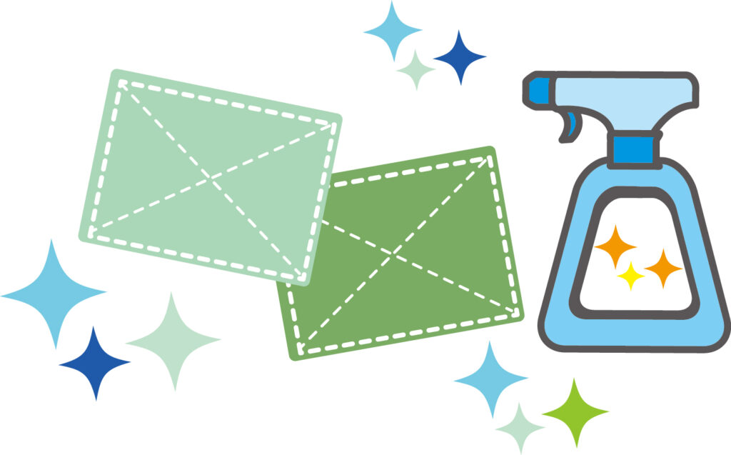 洗剤とふきんの画像