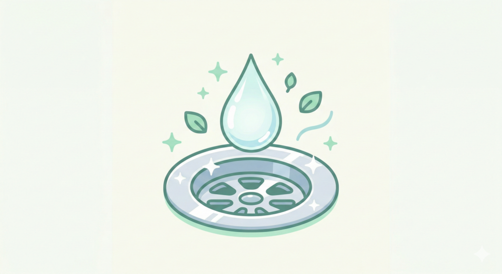 ゴミ箱や排水口のニオイ対策として、ハッカ油（原液）を活用して消臭するイメージイラスト