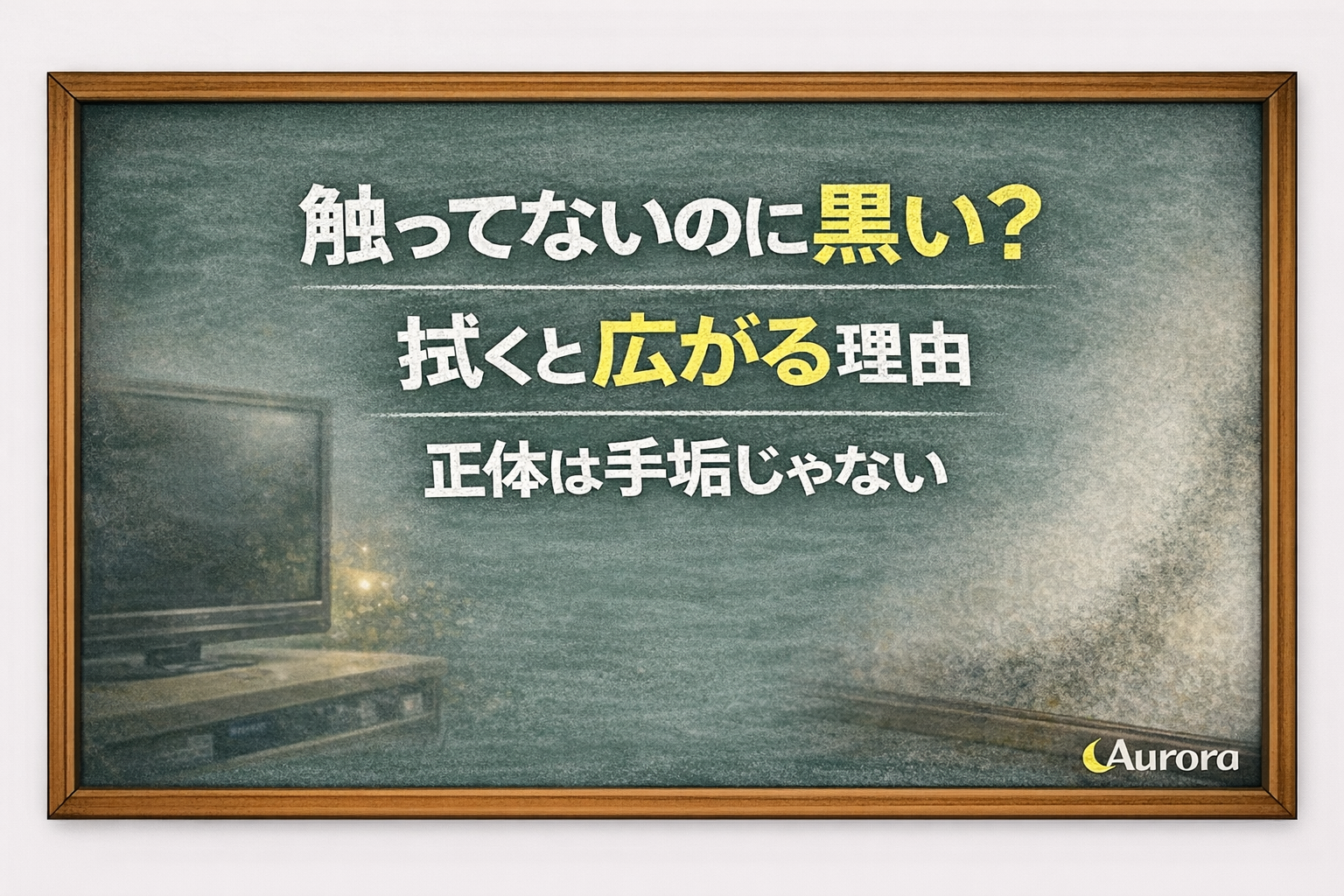 壁の黒い影は手垢じゃない原因と対処法を説明している様子のアイキャッチ画像