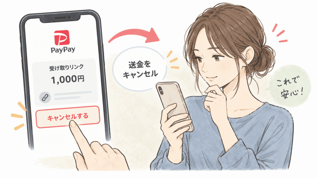 PayPayの受け取りリンクをキャンセルするイメージ