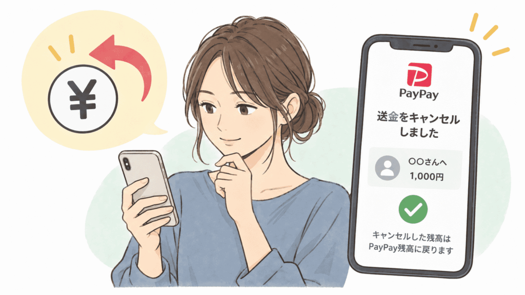 PayPayで受け取り前の送金をキャンセルしたイメージ